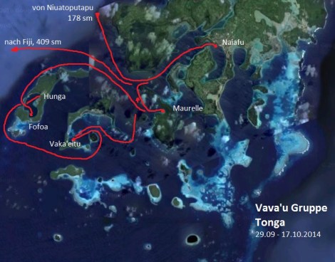 Route Tonga Vavau