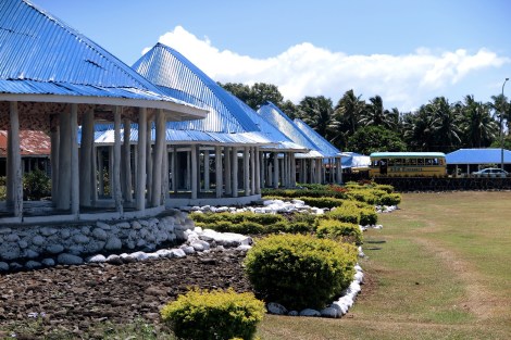 Die Versammlungshütten eines Dorfes