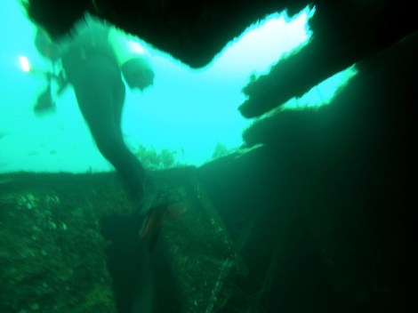 und wieder hinaus durch eine Luke