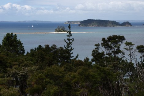 Blick von Kawau Island zu den umliegenden Inseln