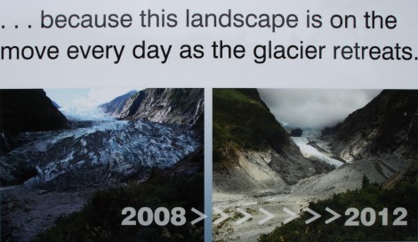 Hier sieht man den schlimmen Rückgang der Gletscher