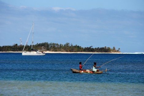 Anke-Sophie vor Mystery Island bei Aneityum