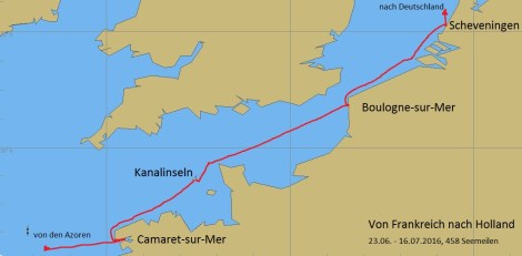Unsere Route zurück durch den Ärmelkanal